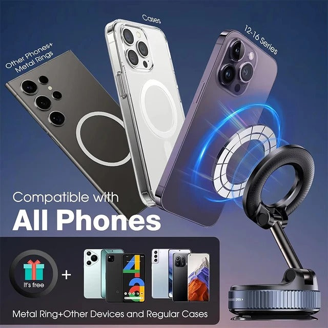 Magnetic Car Phone Holder 360 Degree Rotation Vacuum Adsorption Strong Suction Holder for Mobile PhoneCar