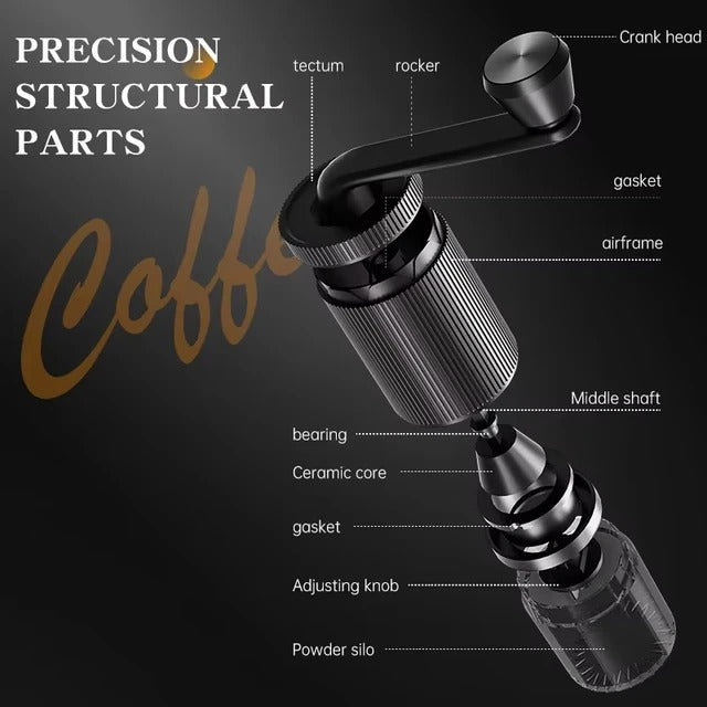 Hand Cranked Coffee Grinder Portable Adjustable Grinder Home Outdoors Travel Hand Crank Coffee Utensil